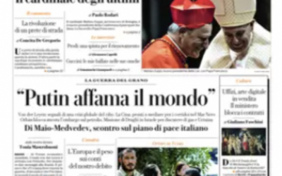 Prima pagina di oggi: “Putin affama il mondo”.