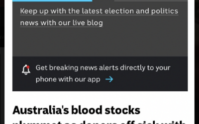 Le scorte di sangue in Australia crollano. I donatori si ammalano di COVID-19, raffreddore e influenza